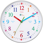 Telling Time Teaching Clock for Kids | 10 inch Silent Non Ticking Analog Learning Clock