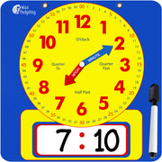 Magnetic Teaching Demonstration Dry Erase Clock | Large Kids Telling Time Learning Clock for Analog and Digital Time