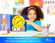 Learning Clock Bundle - Telling Time Teaching Clock & Teaching Time Activity and Game Set & Large Dry Erase Learing Clock