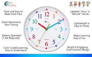 Learning Clock Bundle - Teaching Wall Clock & Teaching Time Activity and Game Set & Handheld Geared Teaching Clock
