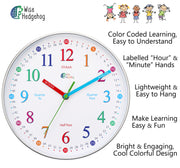 Telling Time Teaching Clock for Kids | 10 inch Silent Non Ticking Analog Learning Clock