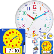 Learning Clock Bundle - Telling Time Teaching Clock & Teaching Time Activity and Game Set & Large Dry Erase Learing Clock
