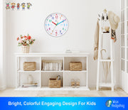 Telling Time Teaching Clock for Kids | 10 inch Silent Non Ticking Analog Learning Clock