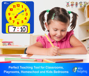Magnetic Teaching Demonstration Dry Erase Clock | Large Kids Telling Time Learning Clock for Analog and Digital Time
