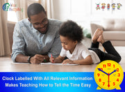 Kids Telling Time Practice Learning Clock - 4 Inch Size Handheld Teaching Clock, Geared, Fingers Move Like Real Clocks