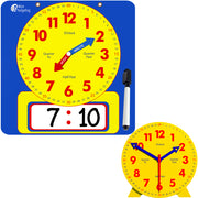 Learning Clock Bundle - Large Demonstration Dry Erase Clock & Handheld Geared Teaching Clock
